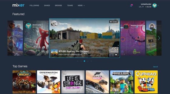 Mixer homepage before it closed - Millenium