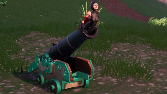 Fortnite: Cross the flaming circles while being propelled with a cannon