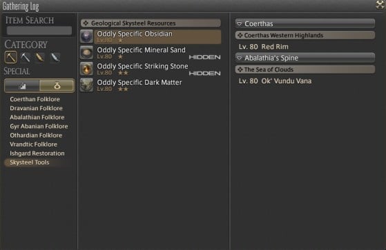 Oddly Specific Ressources FFXIV 5.25 - Final Fantasy XIV