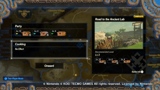 Mission select screen in Hyrule Warriors: Age of Calamity. - Hyrule Warriors: Age of Calamity