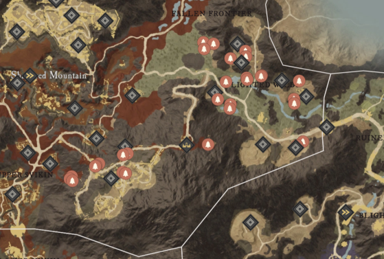Ironwood Locations in Shattered Mountains. - New World