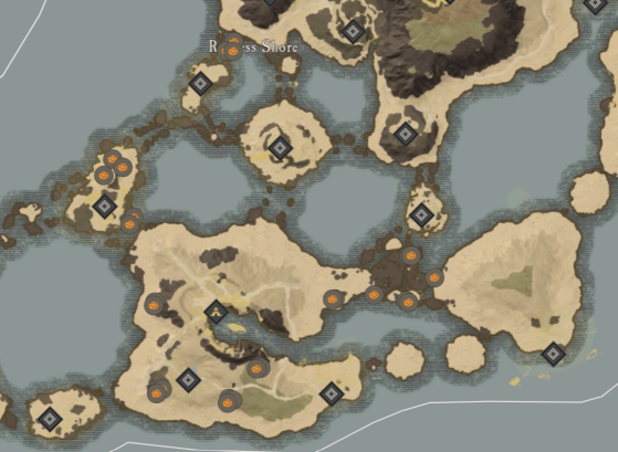 Lodestone Locations in Restless Shore. - New World