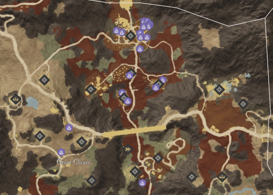 Scorchstone Locations in Great Cleave. - New World