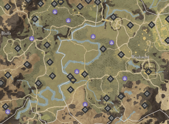 Scorchstone Locations in Windsward. - New World