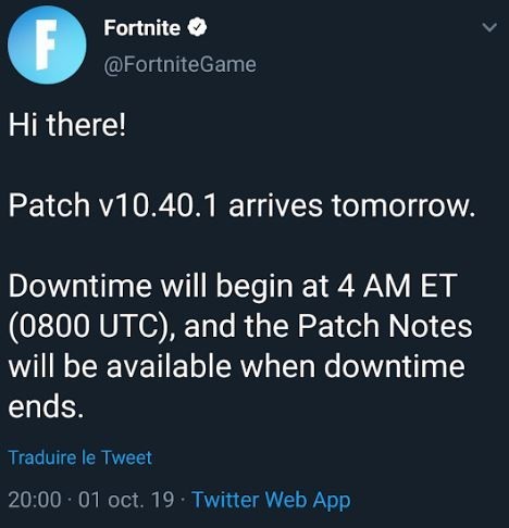 Fortnite in downtime for the v10.41 update - Millenium