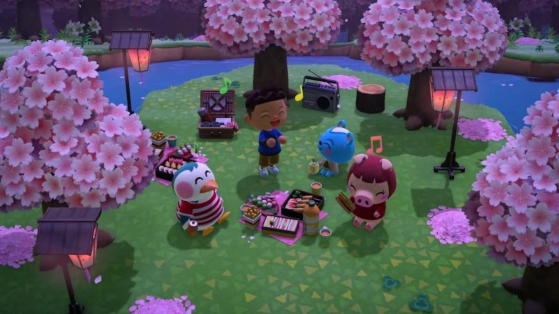 Animal Crossing: New Horizons: Cherry Blossom petals and crafted items