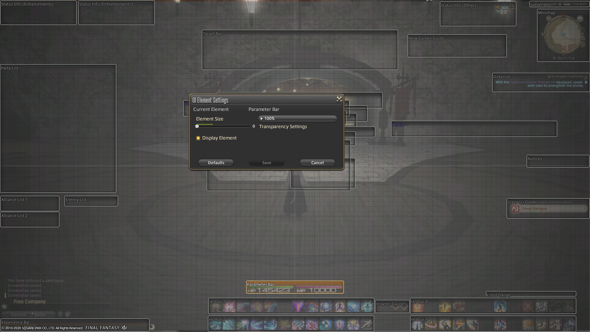 FFXIV How to set up hotbars, HUD configuration Millenium