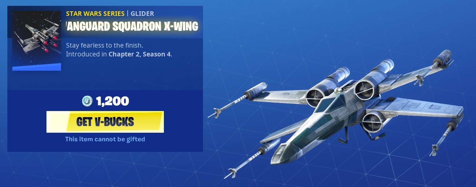 Fortnite x Star Wars XWing Glider available in the Item Shop Millenium