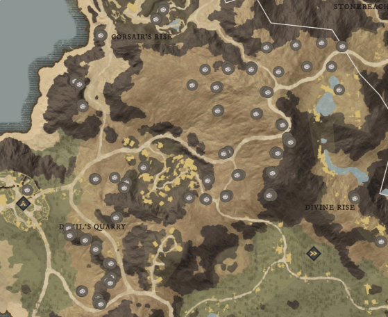 Iron Ore Locations in Monarch's Bluffs. - New World