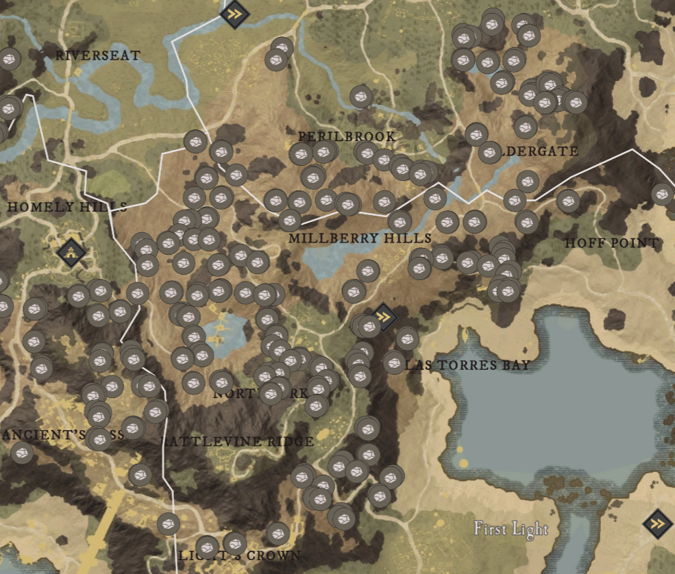 Where to find Iron Veins for Iron Ore in New World Millenium
