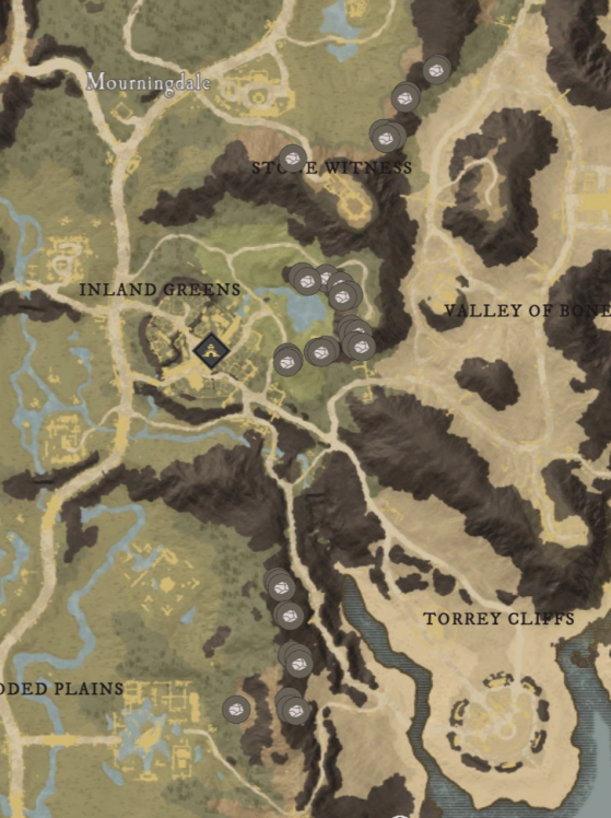 Iron Ore Locations in Mourningdale. - New World