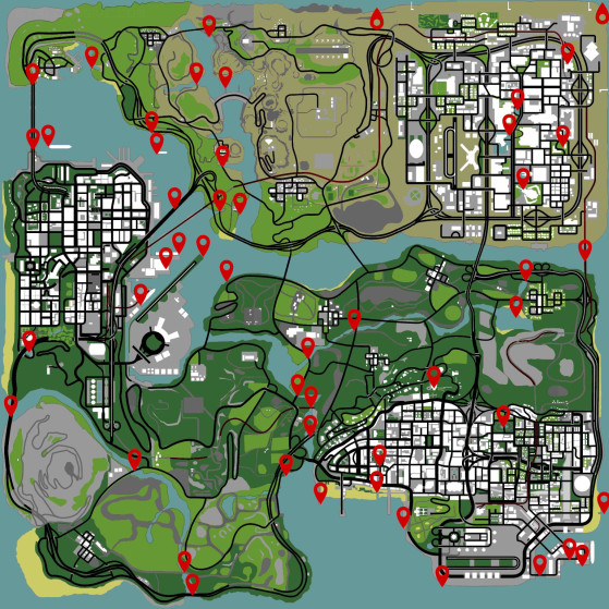 Oyster locations in GTA: San Andreas - GTA: San Andreas